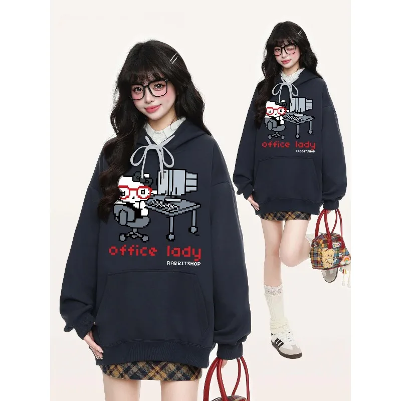 

New Autumn Retro Cartoon HelloKitty 3D Printed Hoodie for Female Couples, Loose Casual Versatile Quick Drying Top Trendy