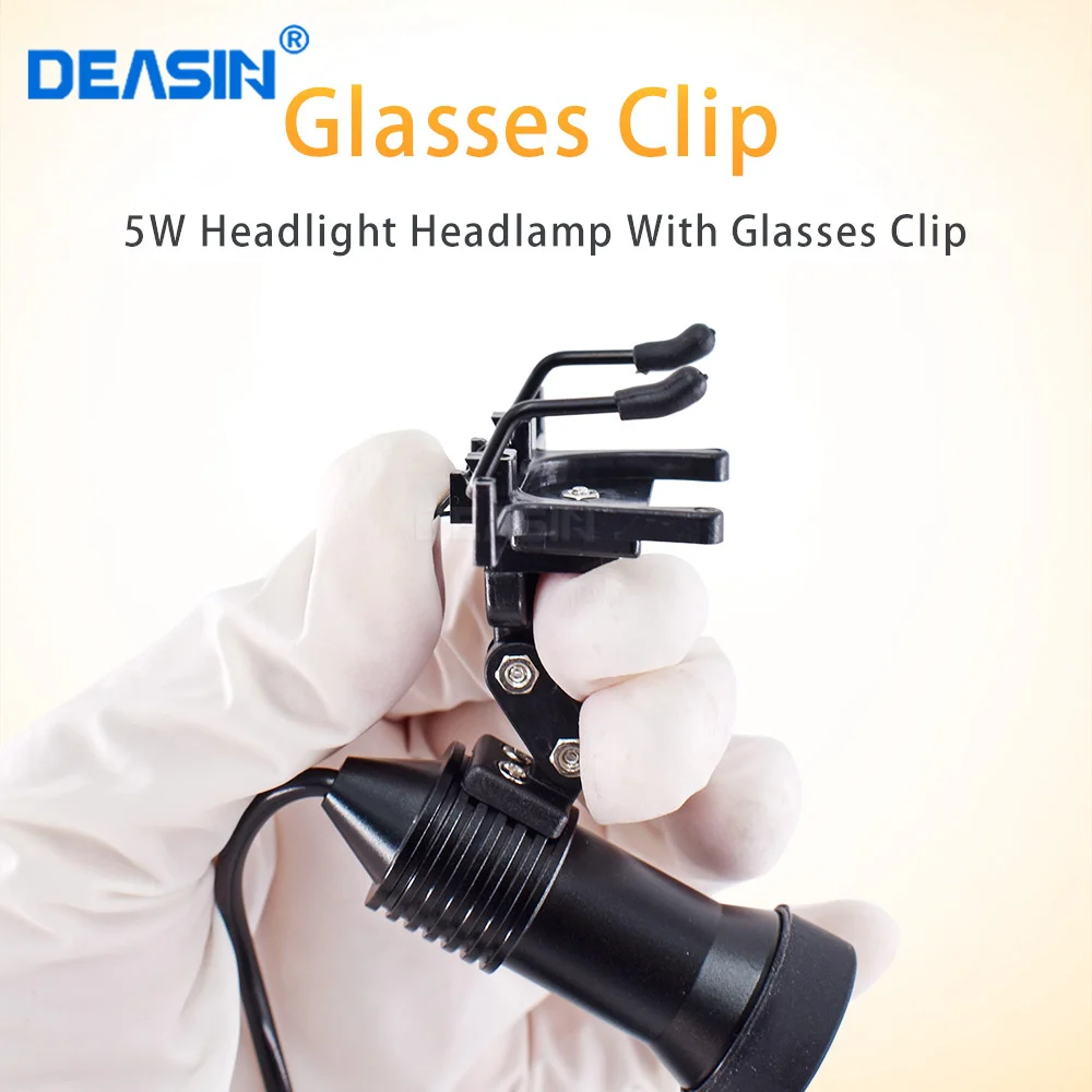 Dental Lab Medical Loupe 5W Headlight Headlamp with Glasses Clip for Dental Magnifier with Yellow light Dentist Tools