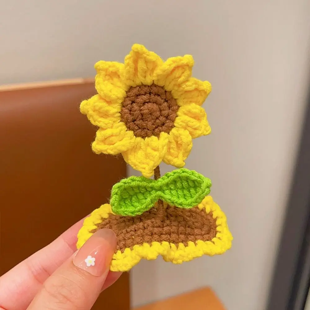Wool Knitted Flower Barrettes BB Clip Hair Accessories Crochet Barrettes Handmade Side Barrettes Embroidery Hairpin Makeup