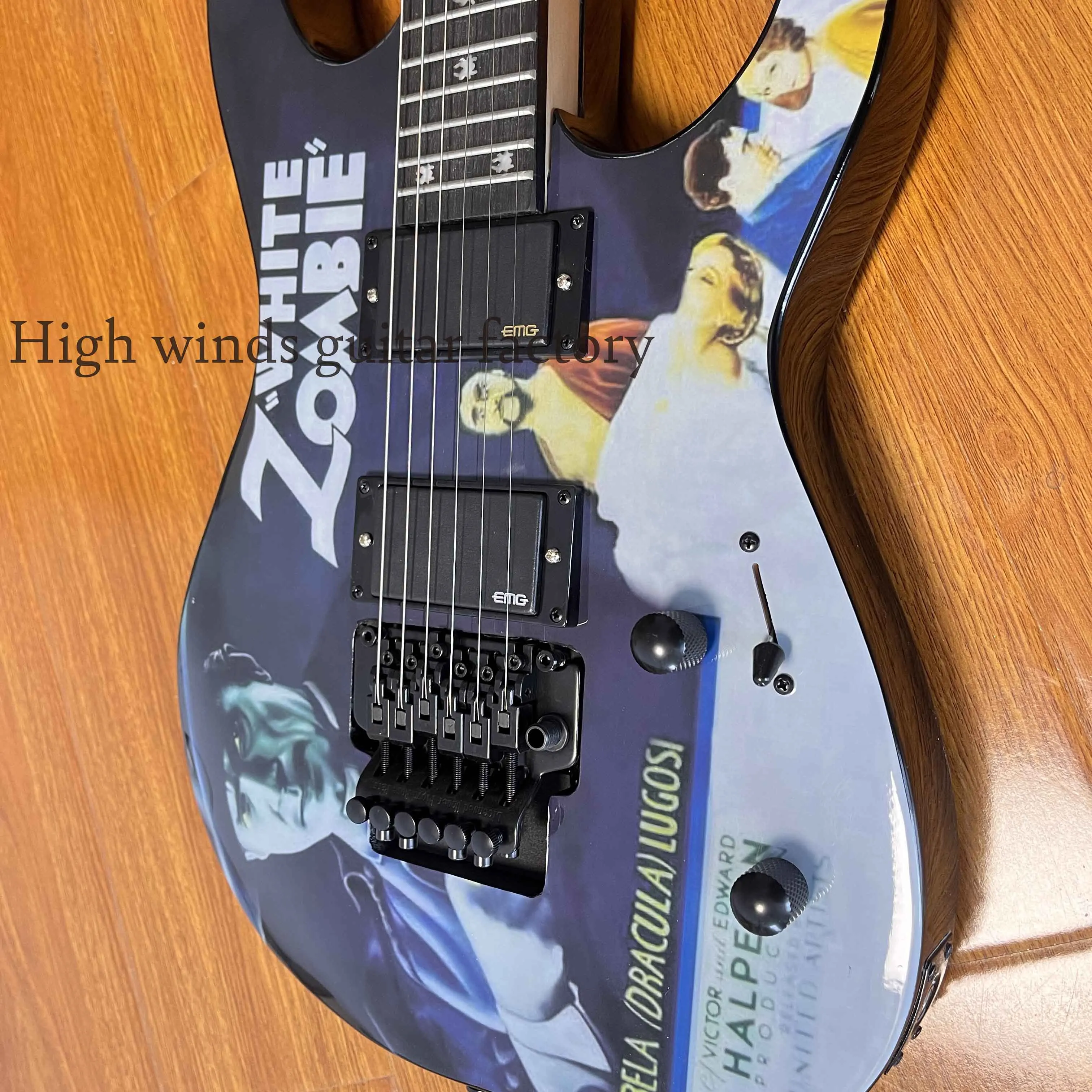 Factory manufacturing zombie box purple electric guitar 6 string Floyed Rose 2h pickups spot free delivery