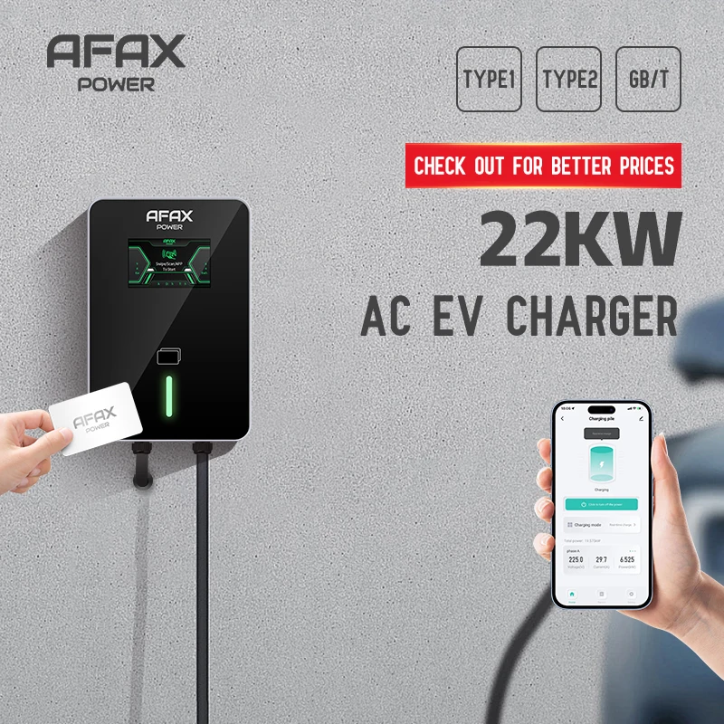 

AFAX AC EV Charger 3 Phase 22KW EV Commercial Charger 32a Type 2 Wallbox Type 1 Electric Vehicle Charging Pile OCPP Car Charge