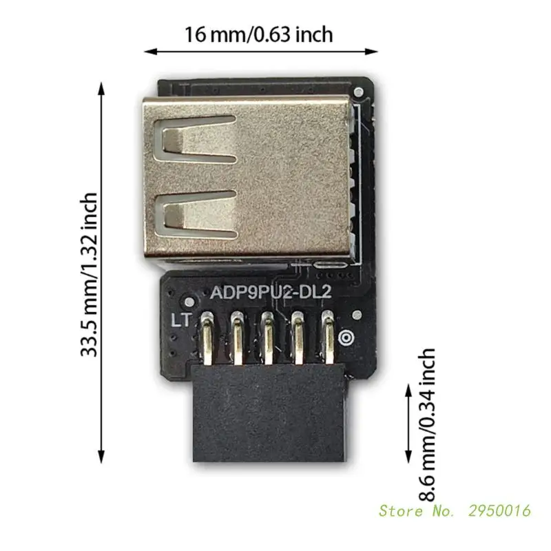 USB 2.0 Motherboard Header 9pin Motherboard to USB Adapter Connector USB2.0 A 9 Pin Female Converter for Wireless Mouse