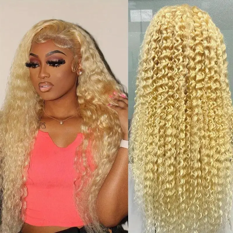 Rosabeauty 13x4 613 Honey Blonde Water Curly HD Transparent HD Lace Frontal Wig Brazilian Remy Color Loose Deep Wave Front Human