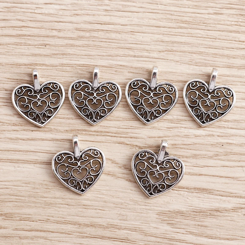 

Tusember 40Pcs 15*16mm Metal Hollow Love Hearts Charms Pendants for Jewelry Making DIY Necklaces Earrings Bracelet Supply