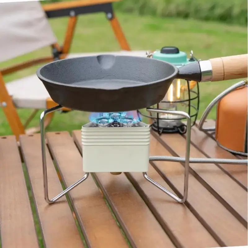 Small Camping Stove Lightweight Folding 3-Burner Stove 8000w Outdoor Cooking & Hiking Picnic BBQ Cooker Windproof Camping Stove