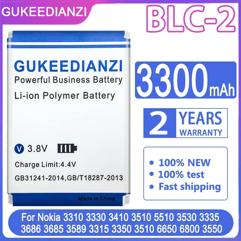 Battery 3300mAh For Nokia 3310 3330 3410 3510 5510 3530 3335 3686 3685 3589 3315 3350 3510 6650 6800 3550 BLC 2 BLC2 BLC-2