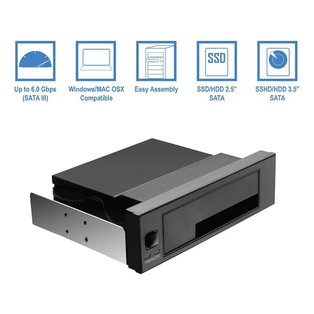 computer 8X Universal Hot Swap Mobile Rack for 2.5 Inch or 3.5 Inch SSD/HDD, Internal Tray-Less Hard Drive Backplane Enclosure