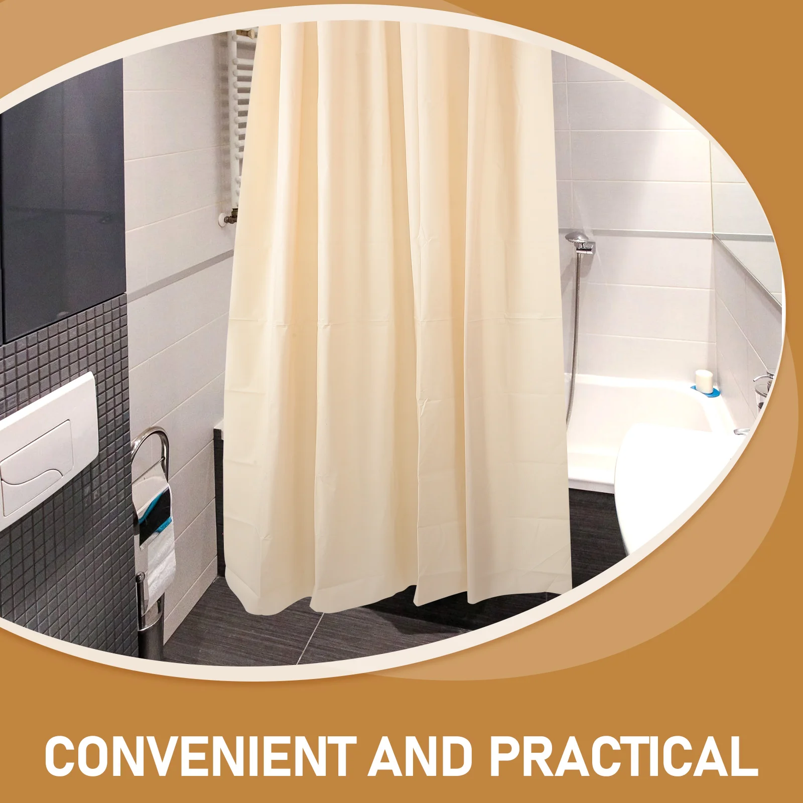

180x180CM Waterproof Shower Curtain Solid Color PEVA Thickened Bathroom Decor Bath Tub Home Apartment Large Hooks