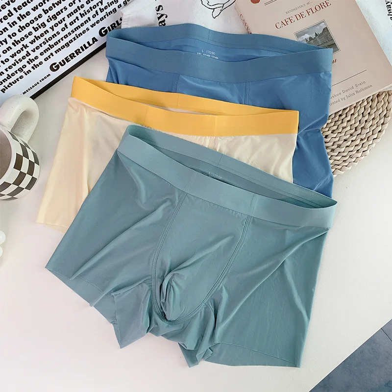 3pcs Summer Man Underwear Thin Quick Dry Ice Silk Men Boxers Traceless Undershorts L XL XXL XXXL XXXXL Man Underwears