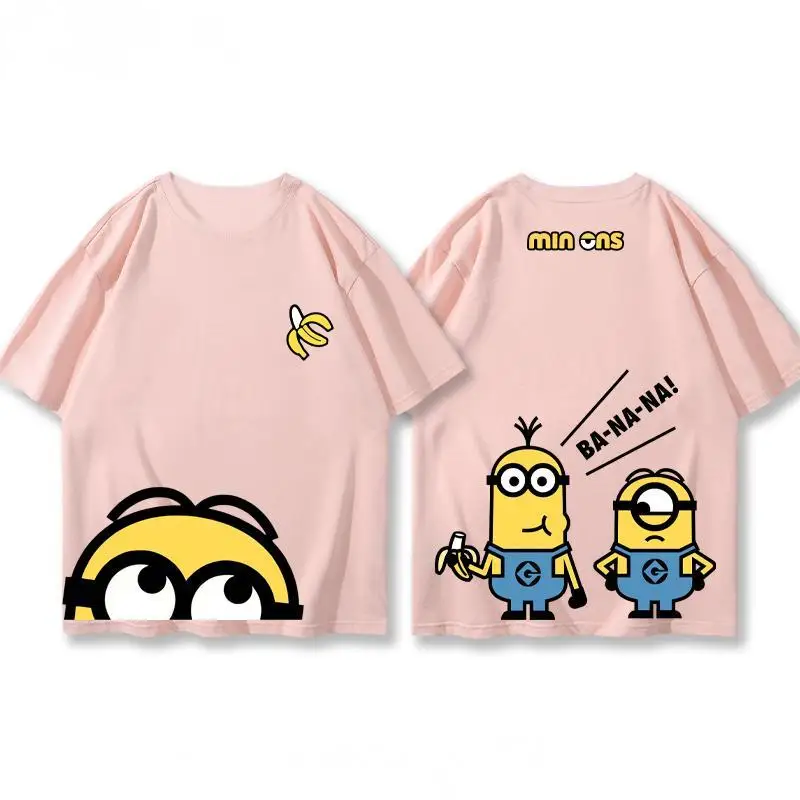 

Despicable Me youth clothing Printed Couple Top T-shirt 2025 New pure cotton Parent-child clothing kids clothes Minions