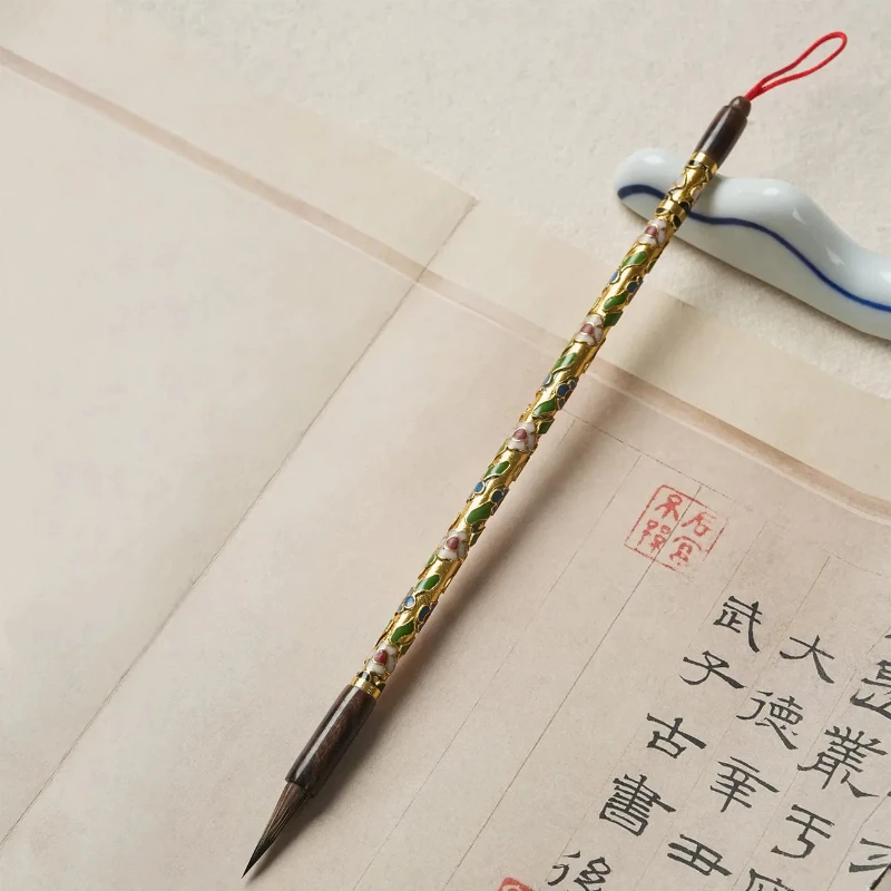 Professional Cloisonne Style Rabbit Hair Chinese Calligraphy Brush Fine Tip Small Regular Script Tracing Painting Art Supply