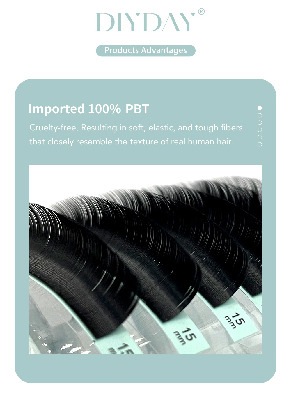 DIYDAY-extensiones de pestañas en forma de L LU LC LD M, pestañas con volumen rizado, pestañas postizas individuales de visón PBT negro mate para