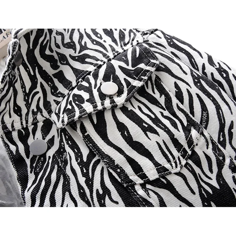 

Zebra Print Denim Jackets Women Loose Casual Long Sleeve Short Outerwear Spring Autumn Korean Fashion Jeans Jacket Coat Female