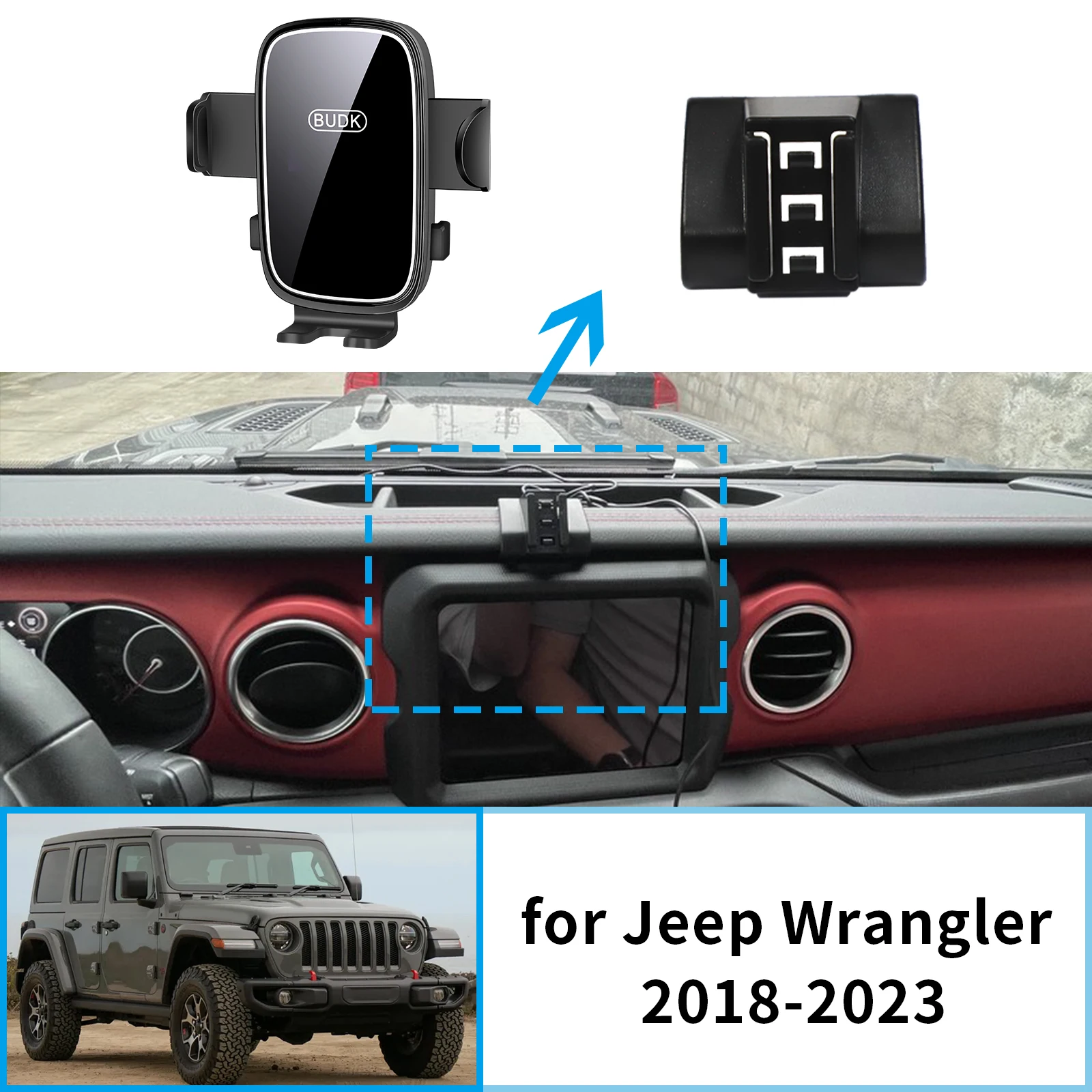 

Car Mobile Phone Holder for Jeep Wrangler 2018~2023 Navigation Stand Auto Accessories GPS Bracket
