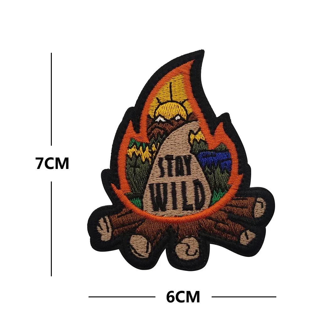 Holiday Camping Hook and Loop Patches for Clothing Compass The Mountains Fire Morale Badges on Backpack Hat Embroidered Patch