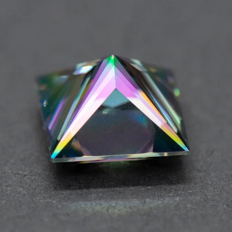 Moissanite Princess Cut Rainbow Green Color Charms Gemstone Lab Grown Diamond DIY Jewelry Making Materials with GRA Certificate