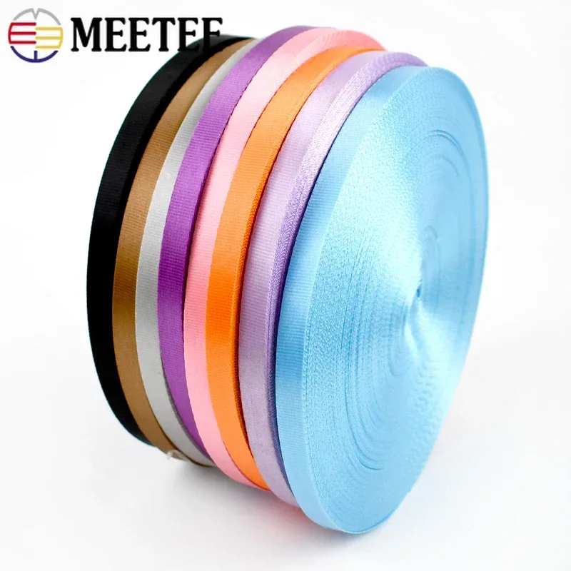 45Meters Meetee 10mm Colorful Nylon Webbing Ribbon Straps Bias Tape for Handmade Work Cards Strap Clothing Sewing Accessories