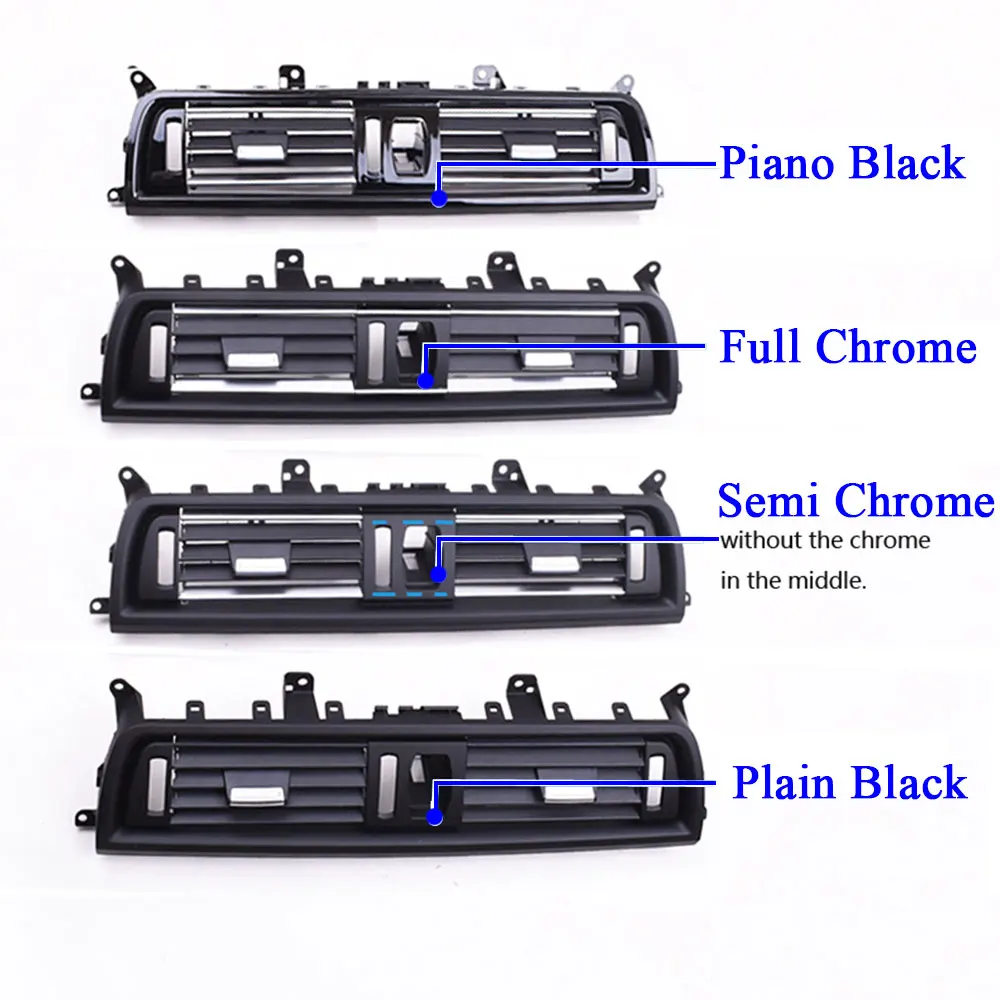 Substituição da tampa da grade do ventilação do ar da CA do centro dianteiro do traço, BMW série 5, F10, F11, 520i, 523i, 525i, 528i, 535i, 64229166885, 64229209136
