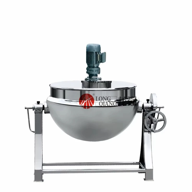 ジャケット付きスチーム電気食品グレードのステンレス鋼傾斜加熱混合工業用調理器調理ケトルダブルジャケットポット
