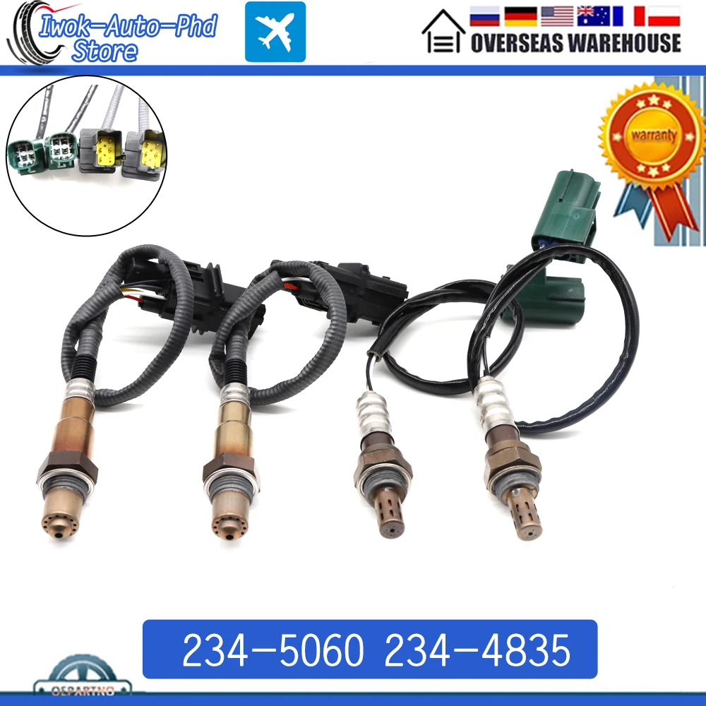 

4x 234-5060 234-4835 Front Rear Air Fuel Ratio Lambda O2 Oxygen Sensor for Infiniti QX56 for Nissan Titan Armada Pathfinder 5.6L