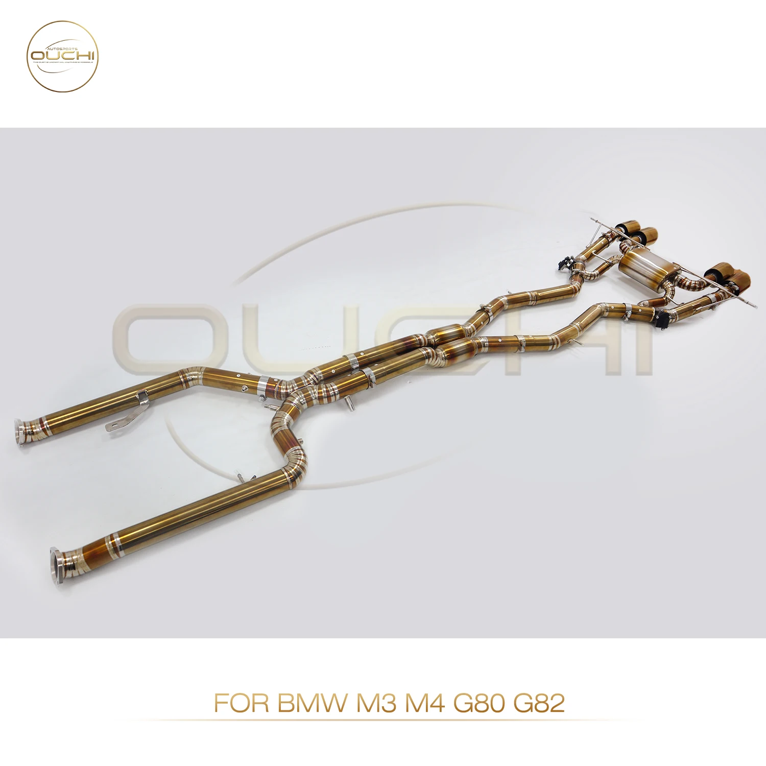 

Прямые продажи с фабрики OUCHI Catback для BMW M3 M4 G80 G82 TC4, выхлопная система, золотой глушитель с электронными наконечниками клапана