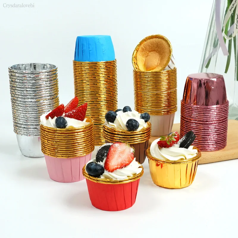 

100pcs Large Cupcake Paper Cup Oilproof Cupcake Liner Baking Cup Tray Case Wedding Party Caissettes Golden Muffin Wrapper Paper