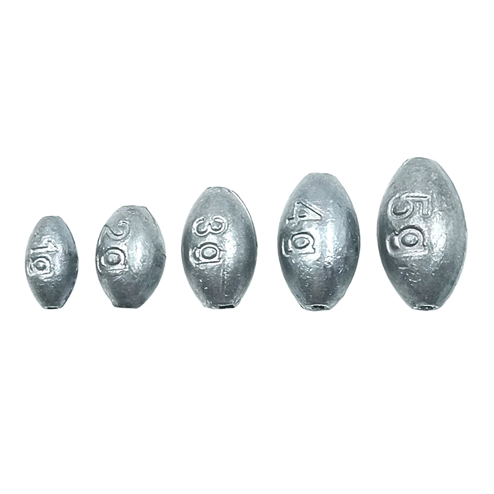 

10-50Pcs Fishing Sinkers Egg Weights Oval Slip Lead Sinker Worm Weight For Texas Carolina Rig Bass Fishing 1g 2g 3g 4g 5g