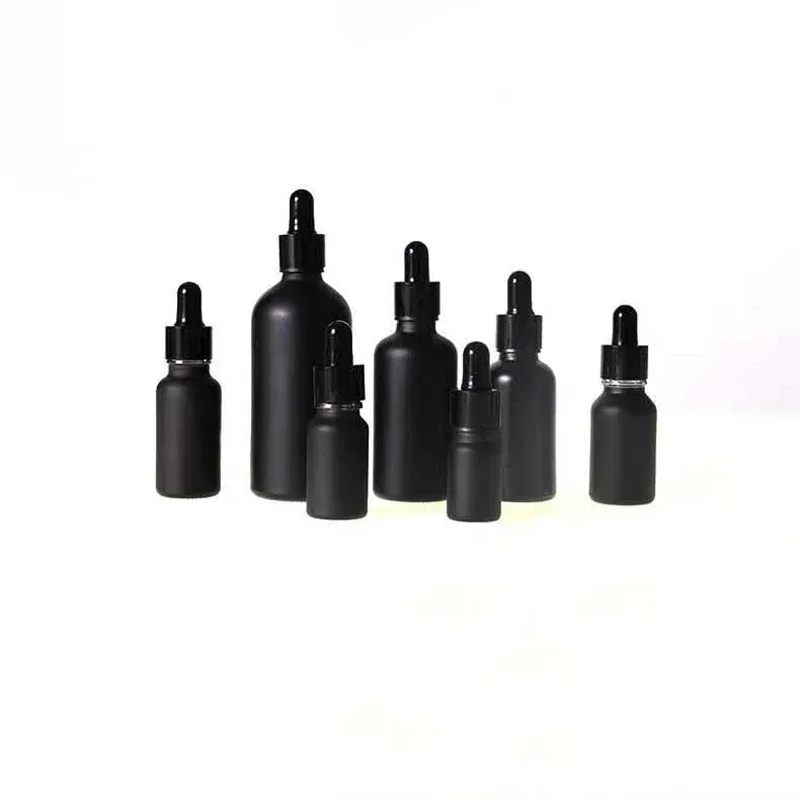 Whosale Empty Dropper Bottle Black Essential Oil Glass Aromatherapy Liquid 5-100ml Drop for Massage Pipette Refillable