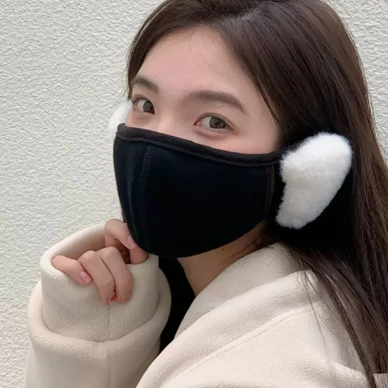 Maschera invernale da donna Maschera per il viso foderata in pile termico antivento con protezione per le orecchie Copertura per il viso calda per la stagione fredda Accessori invernali