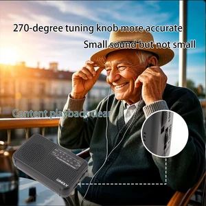 ミニFM/AM 2バンドラジオ、3.5ヘッドフォンジャック、1Wスピーカーラウドサウンド、180度のパフォーマンスアンテナ、家の良い友達 8ベストセールスAM FM外部アンテナを備えたラジオ-3