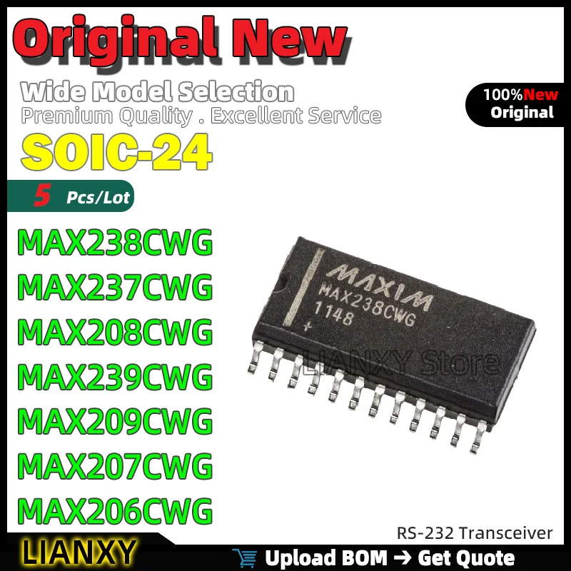 

5 шт. SOIC-24 MAX238CWG MAX237CWG MAX208CWG MAX239CWG MAX209CWG MAX207CWG MAX206CWG RS-232 трансивер новый оригинальный