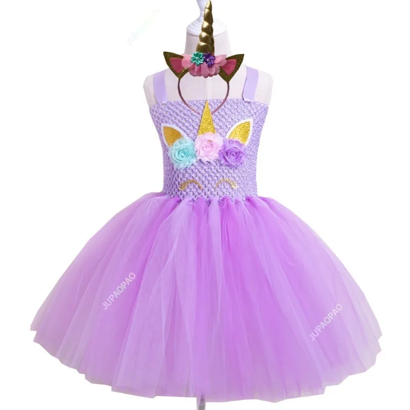 Princess Girls Unicorn Tutu Dress Outfits Pastel Flower Baby Girl Birthday Party Dresses Tulle Kids Halloween Cosplay Costumes