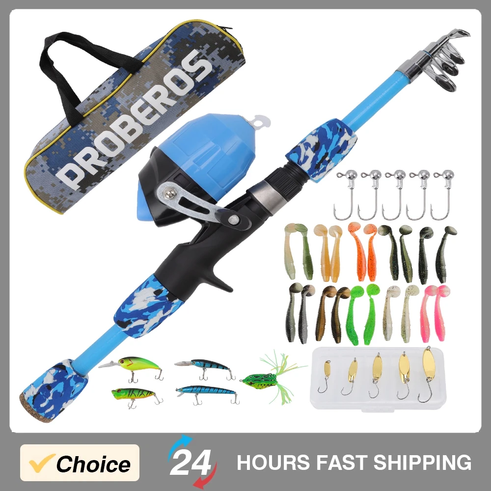 

Портативный набор детских удочек, многофункциональная выдвижная детская удочка, комбинированная катушка, легкое использование для детей от 3 до 15 лет, синяя, 4,9 фута