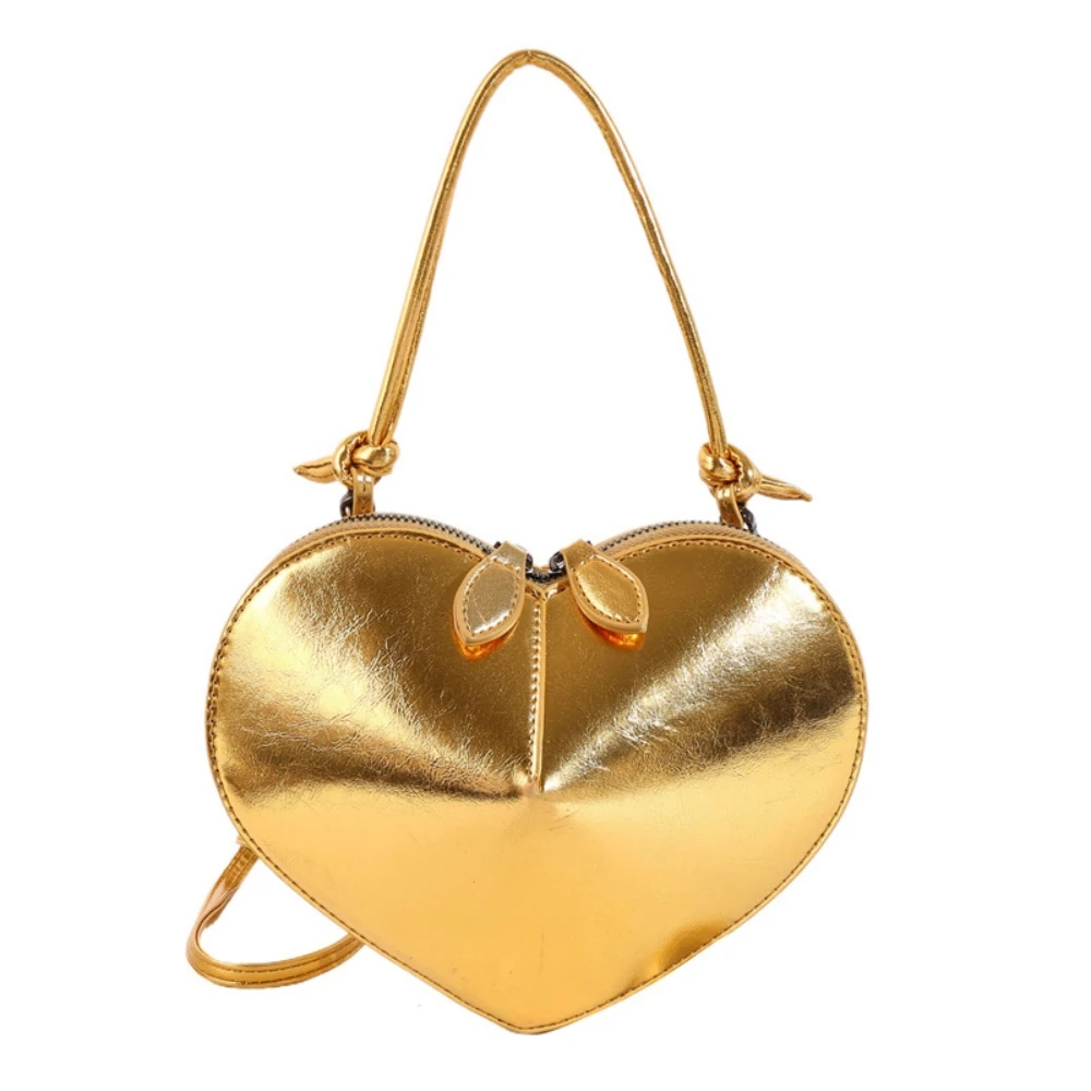 

Gold Handbag Women's Bag Shoulder Bag Heart Shape Cute Crossbody Bag Cute Little Bag PU Leather Shoulder Bag Party Bag