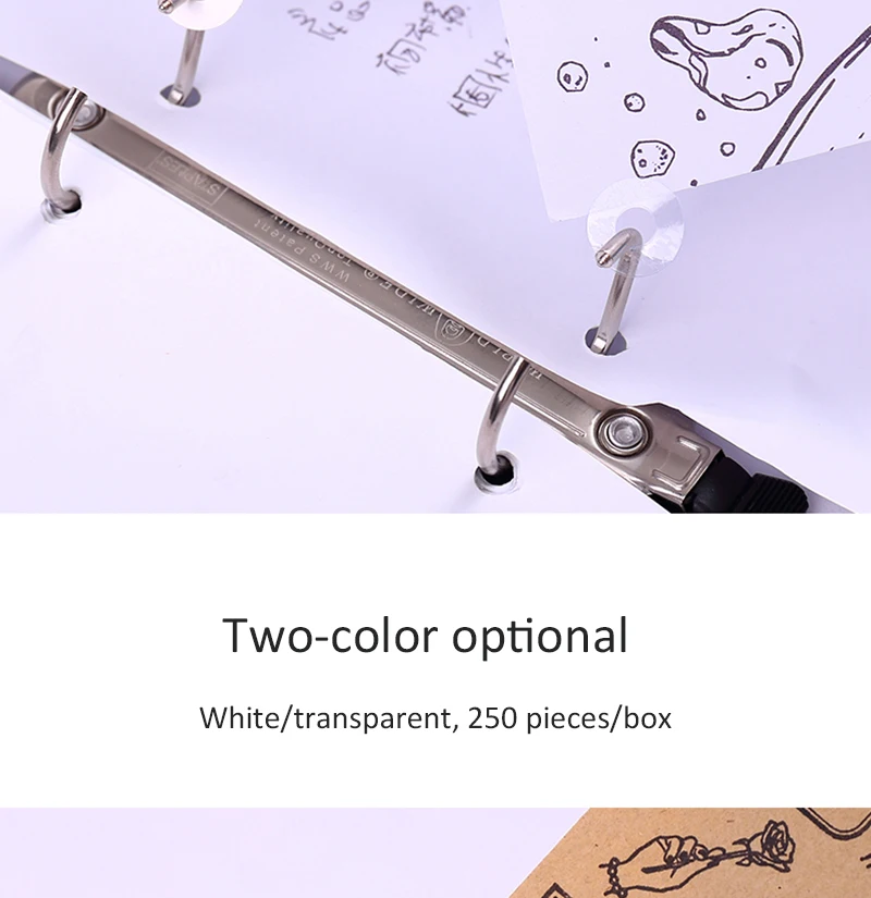 250 Labels Self-Adhesive Hole Punch Protector Loose-Leaf Paper Hole Reinforcement Labels Round Stickers for Office Supplies