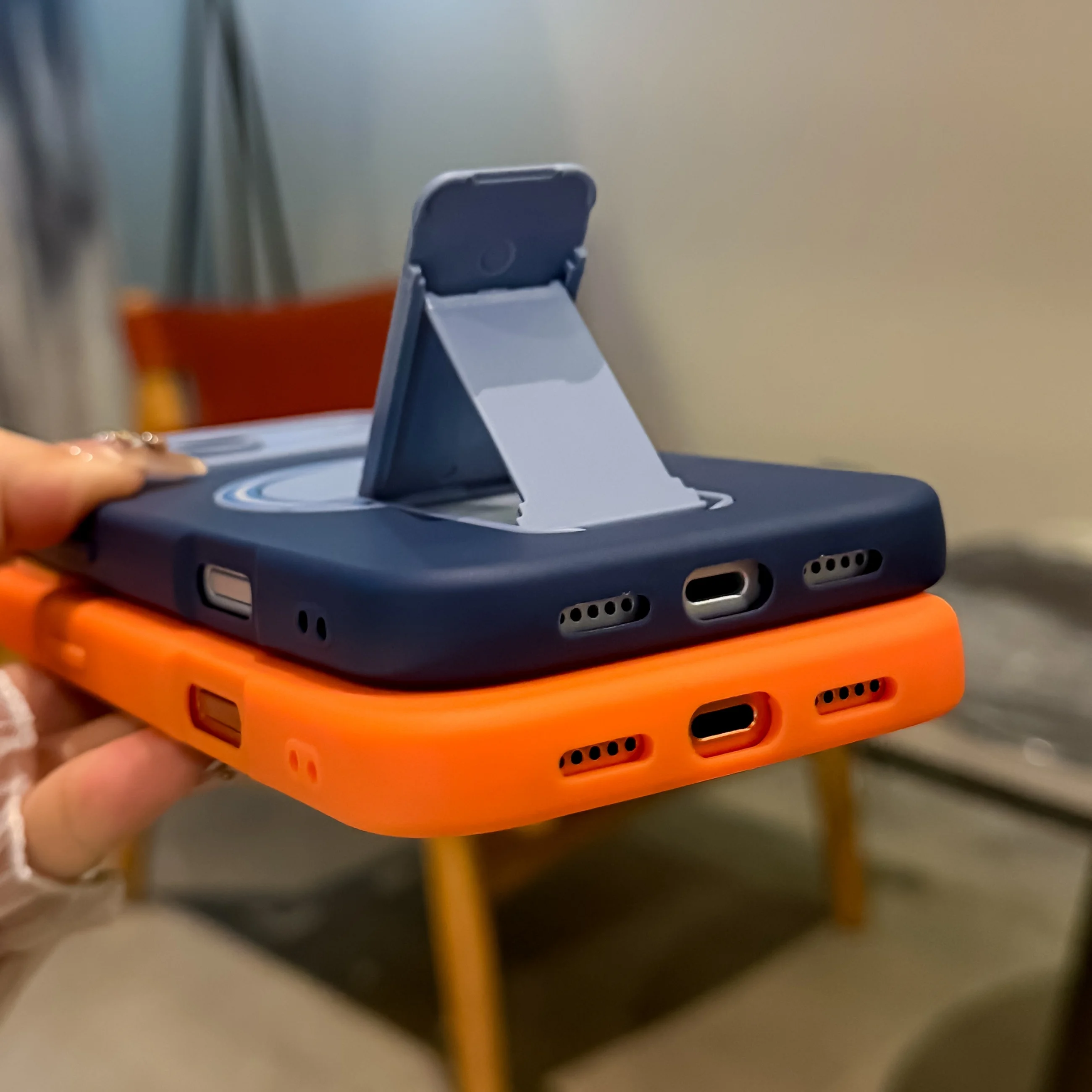 Luxury Fold Stand Holder Shockproof Matte Case For iPhone 17 16 14 15 Plus 13 12 11 Pro Max For Magsafe Wireless Charge Cover - view 3