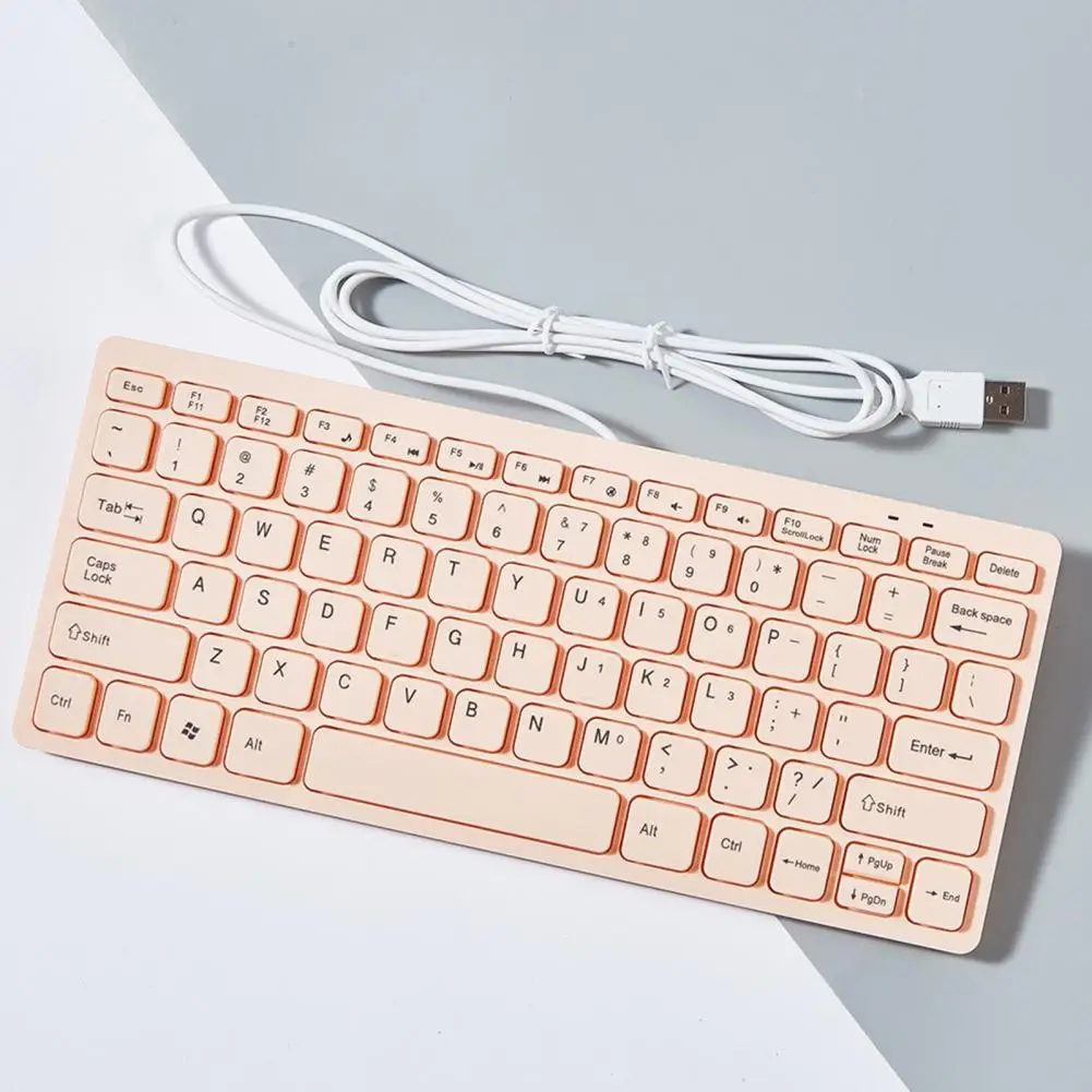 78 Keys Mini Wired Keyboard K1000 Laptop Keypad Wired USB Chocolate Mini Keyboard For Women Girls Thin And Quiet Laptop Keyboard