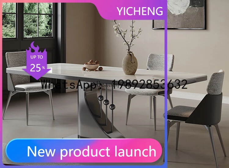 

QQ Slate dining table Household modern simple rectangular natural microcrystalline stone marble dining table