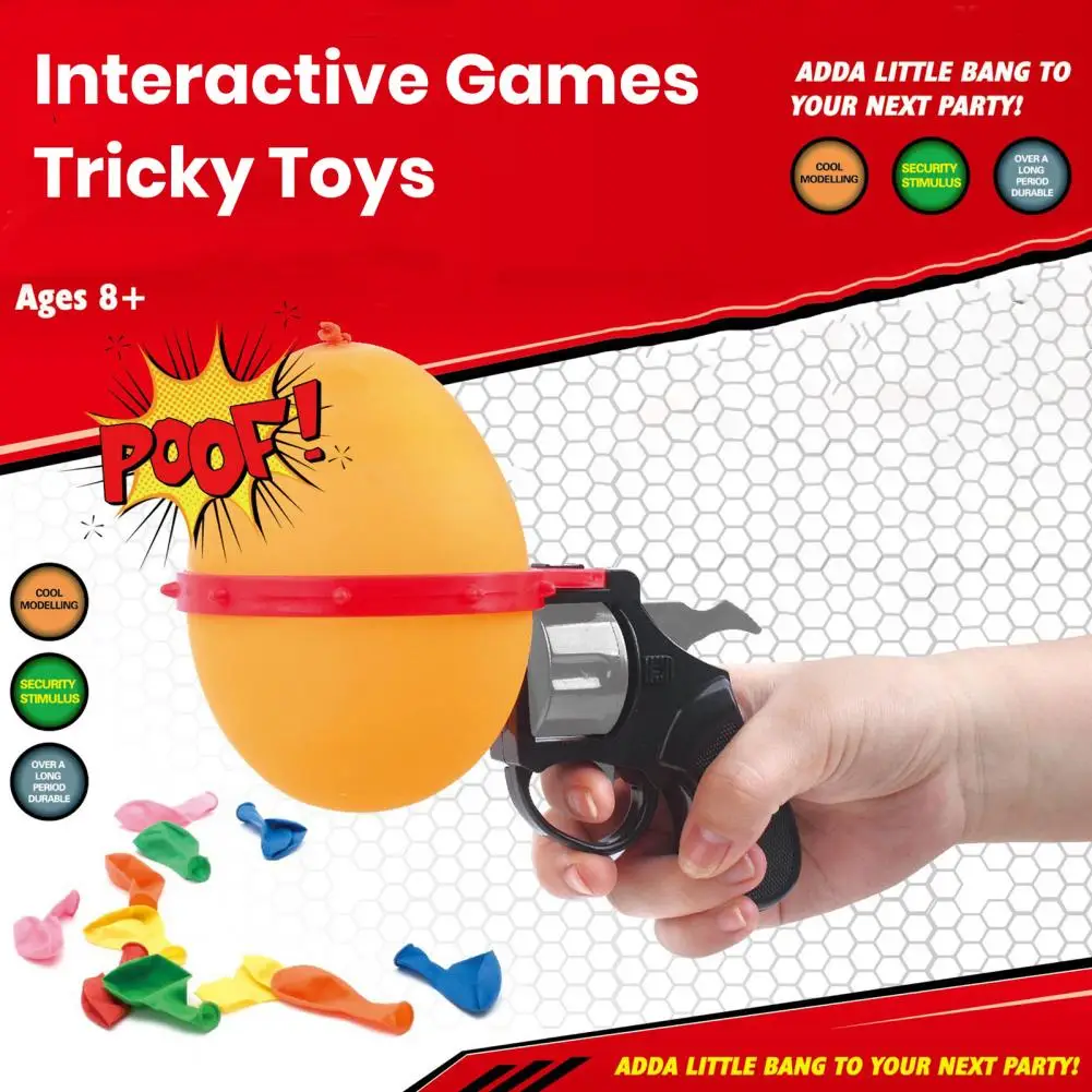 Ballon Shooter Playset Roulette Revolver jouet avec 10 ballons ensemble de jeu de fête pour les farces de Bar chanceux se transforme sur la roue de bureau