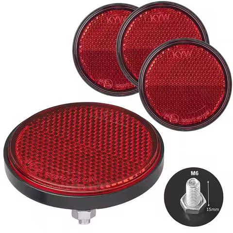 4PCS/set 60MM Caravan Red Round Reflector with Screw Trailer Reflector for Truck Motorhomes Accessories Red Round Reflector