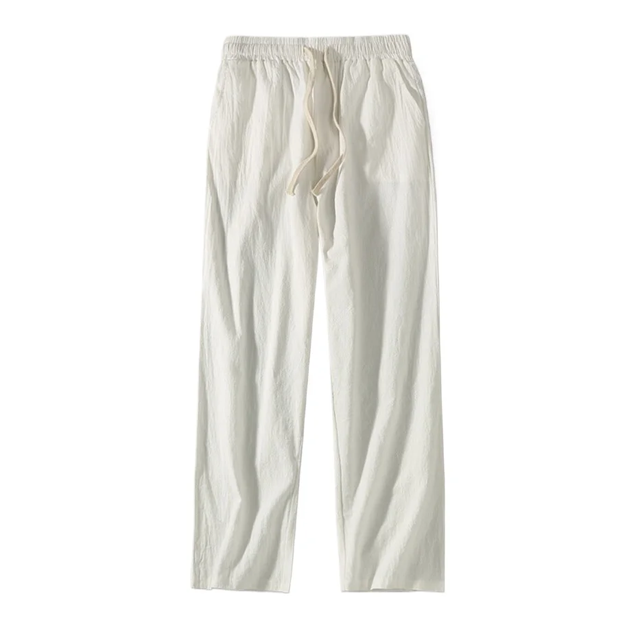 2026 New Linen Pants Men Plus Size 9XL 8XL Pants Summer Linen Trousers Male Fashion Casual Solid Color Pants Big Size 8XL 9XL