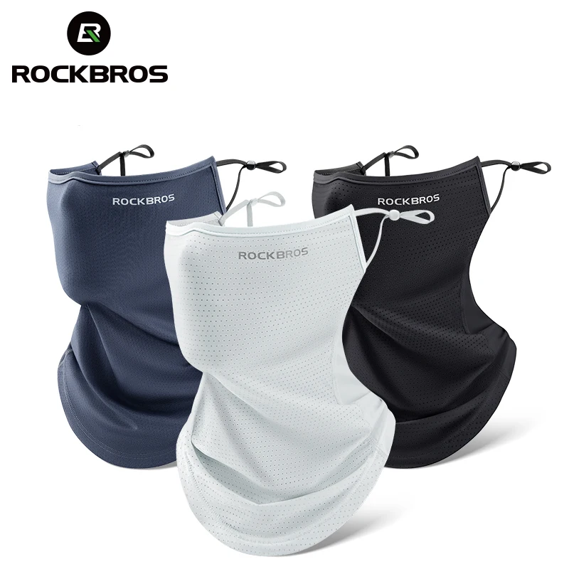 ROCKBROS Summer Ice Silk Mask Sun Protection Anti-UV Quick Dry Face Cover Breathable Dustproof Neck Protection Hanging Ear Scarf