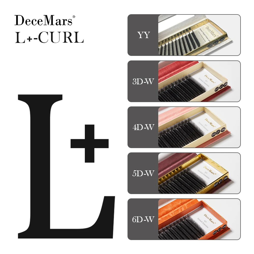 DeceMars L-curl M Curl YY 3D 4D 5D 6D Extensión de pestañas 12 líneas