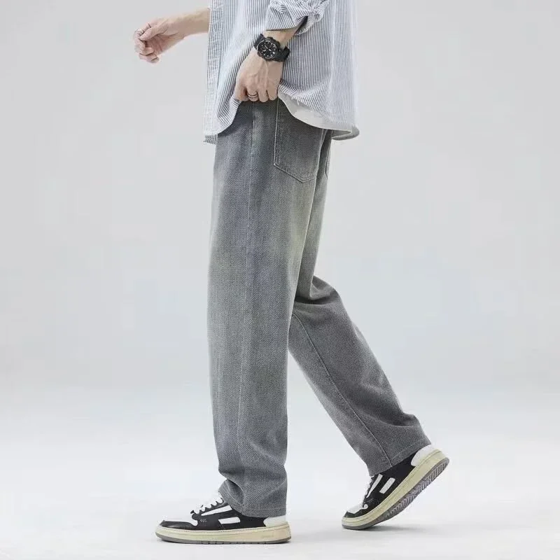 2024 Men\'s Baggy Straight Leg Wide Leg Denim Pants Fashion Party Designer Trousers Daily High Quality Fabric Casual Jeans Male