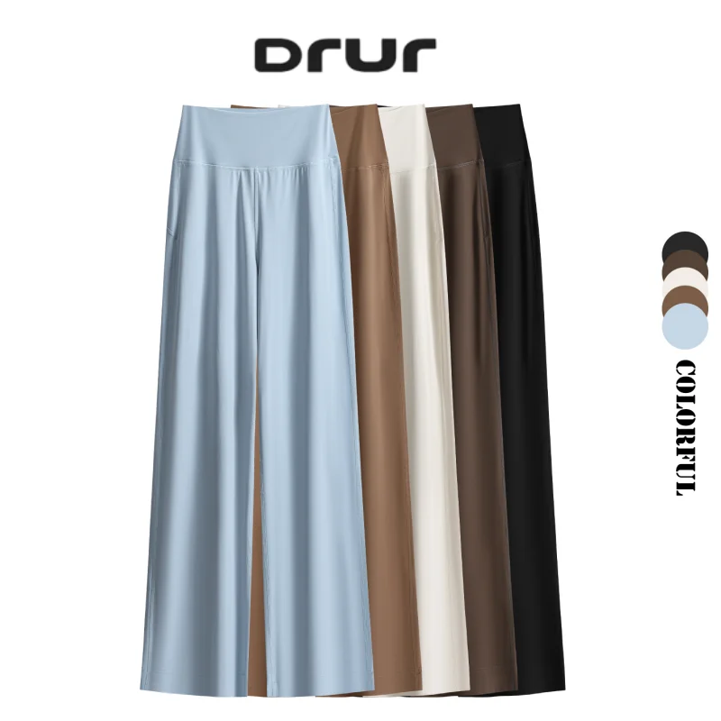 

DRUR Yoga Pants with Pockets Wide Leg Trousers for Women High Waist Stretch Work Dress Casual Sweatpants For Travel Streetwear