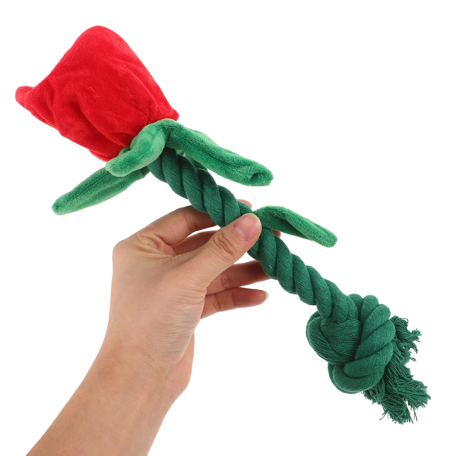 

Dog Chew Rope Pet Interactive Squeaky Rose Shape Crinkle Knotted Chew Teething Tug Puppy Small Dog Molar Cleaning Fun