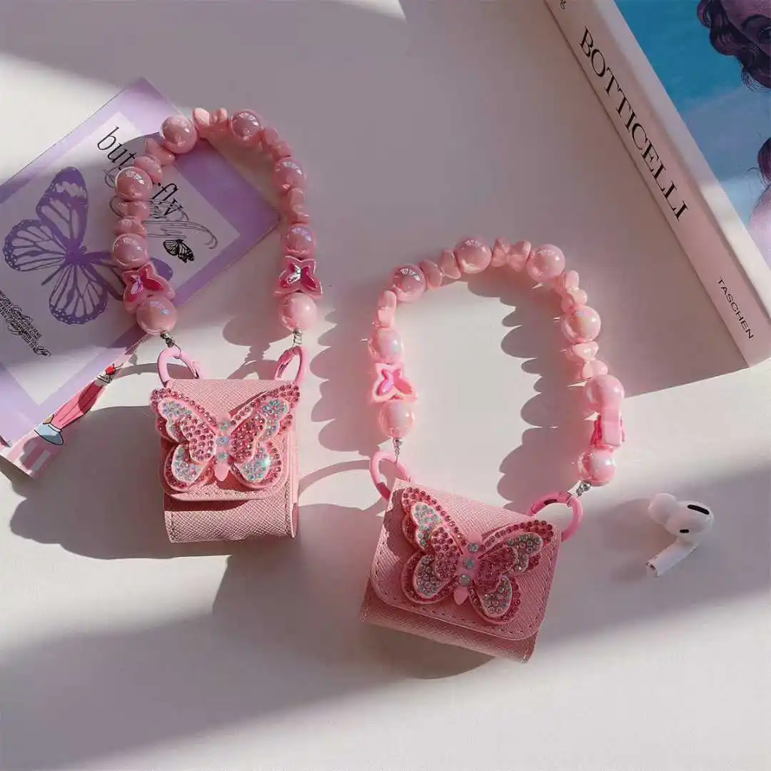 Etui na AirPods 1 4 3 2 Pro 2 AirPods Pro3 2025 Nowe Skórzane Etui z Kreskówkowym Psem Niedźwiedziem Kotem Myszką Motylem Gwiazdą Pokrowiec na Słuchawki z Paskiem