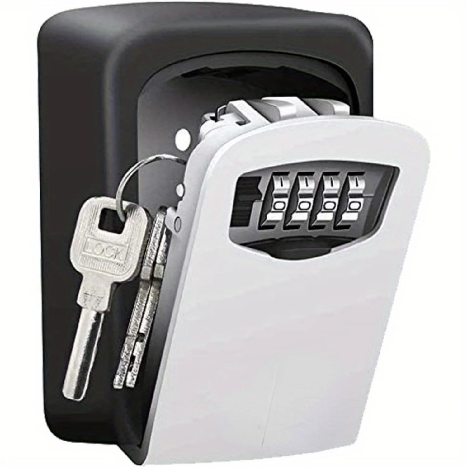 Key Lock Box, Wall Mounted Outside 4 Digit Zinc Alloy Key Safe, Portable Weather Resistant Hide a Box for Spare Keys Escape room