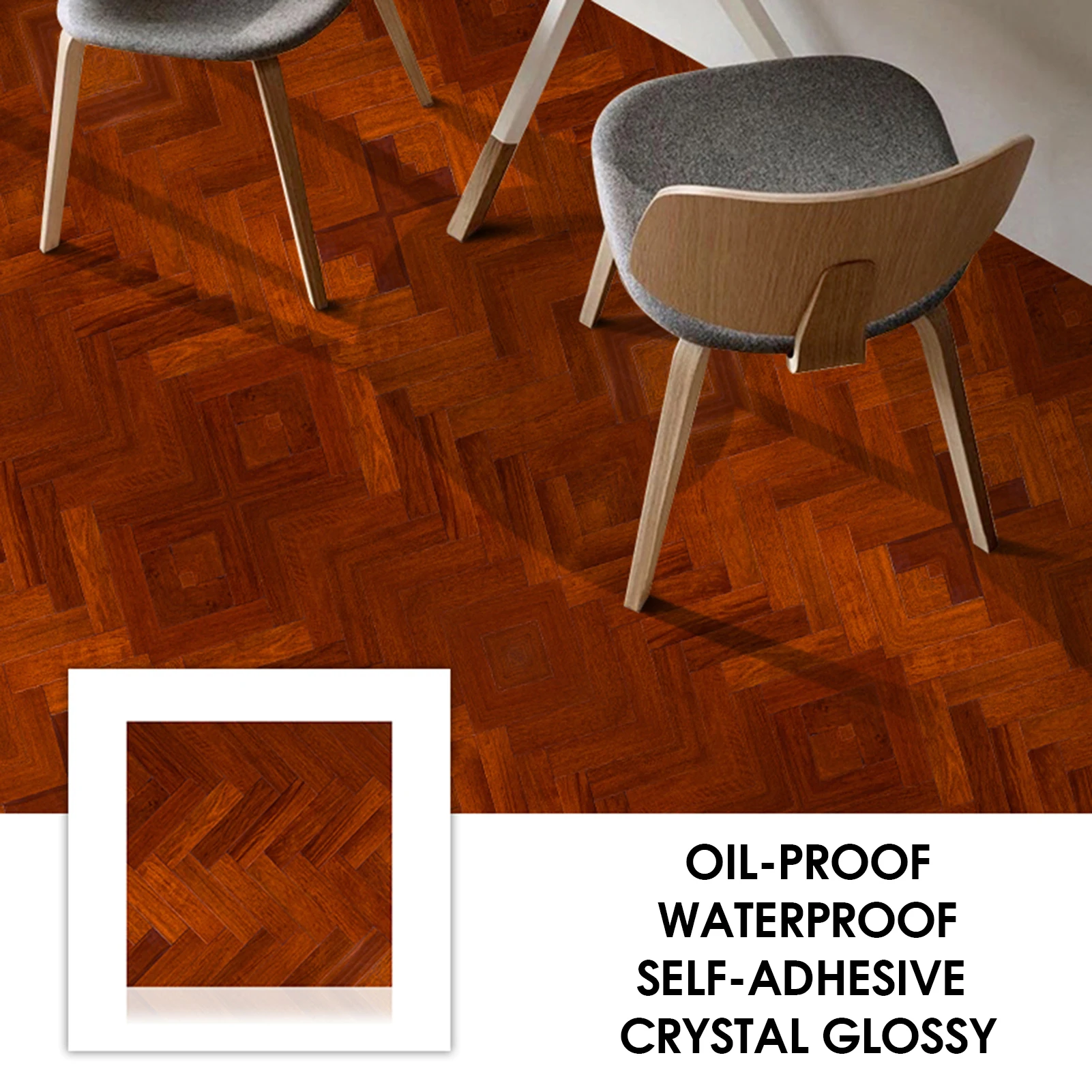 

Wood Floor Pattern Floor Sticker Oil Proof Glossy Surface Floor Sticker for Cabinet Countertop Furniture Kitchen