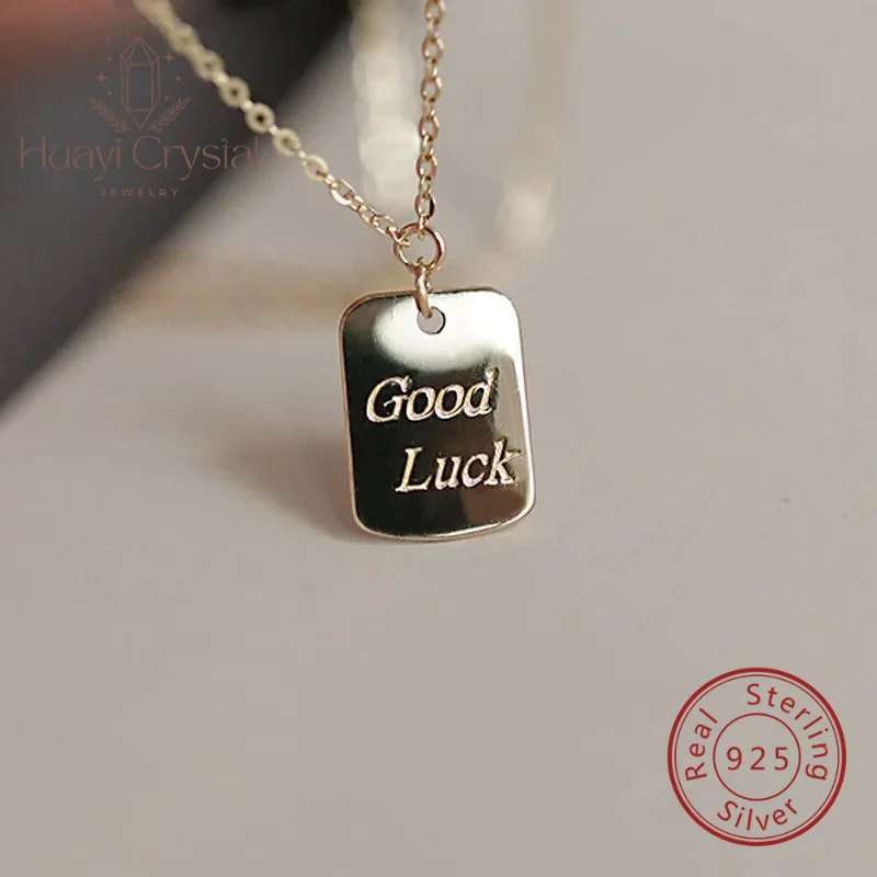 

Lucky goddess S925 sterling silver necklace female personality rectangular tag lucky lock pendant clavicle chain